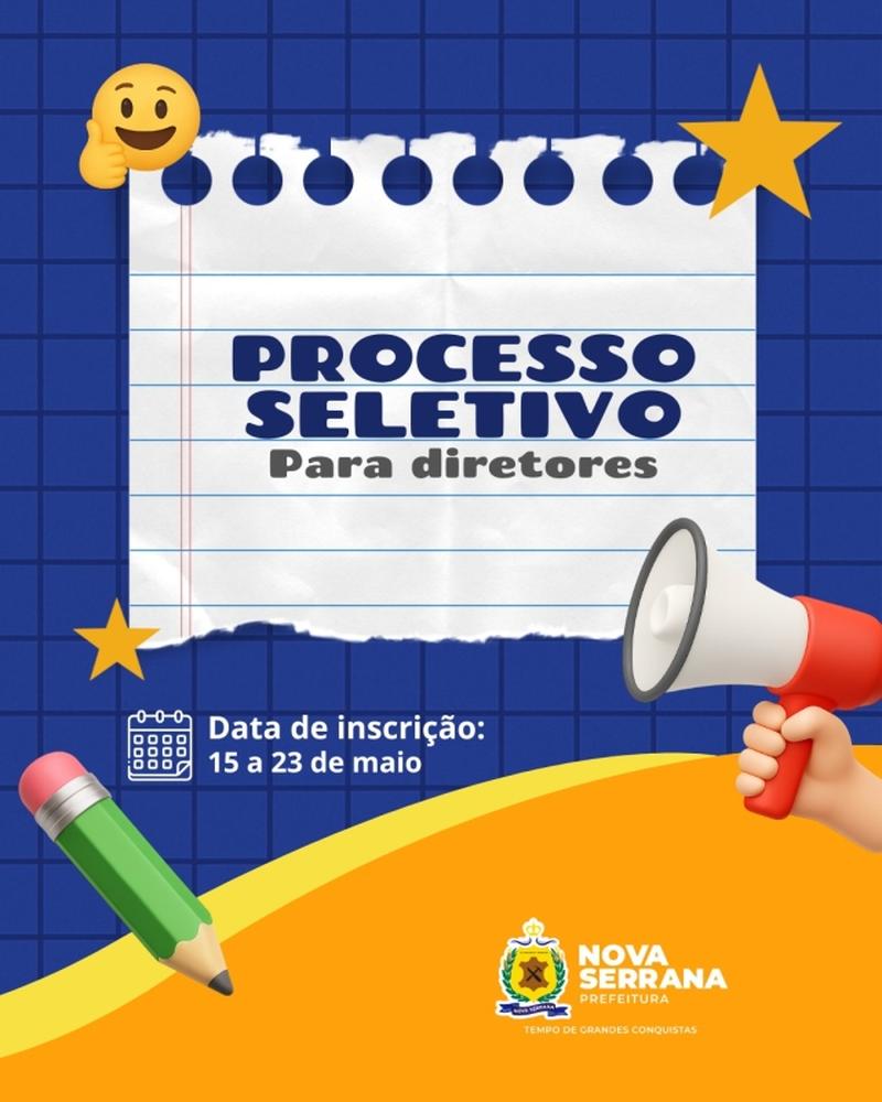 ABERTO A SEGUNDA ETAPA DO PROCESSO SELETIVO PARA DIRETORES DAS ESCOLAS MUNICIPAIS - Créditos: Prefeitura de Nova Serrana/Divulgação