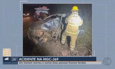 Acidente entre dois carros mata motorista na MGC-369, em São Francisco de Paula - Créditos: g1/Divulgação