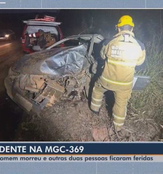 Acidente entre dois carros mata motorista na MGC-369, em São Francisco de Paula - Créditos: g1/Divulgação