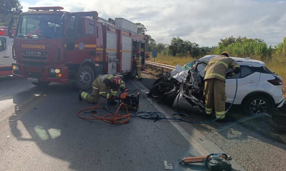 Motorista morre preso às ferragens após batida com carreta na BR-354