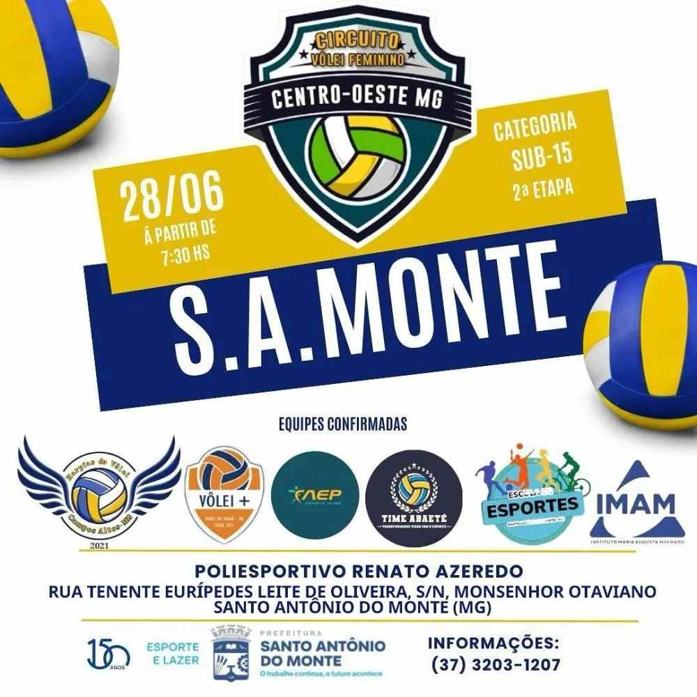 Santo Antônio do Monte recebe 2ª etapa do Circuito Vôlei Feminino Centro-Oeste MG - Fonte: PortalVHNews