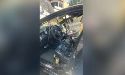 Carro fica destruído após pegar fogo no Bairro Bom Pastor, em Divinópolis 18-06-2025 — Foto: Corpo de Bombeiros/Divulgação