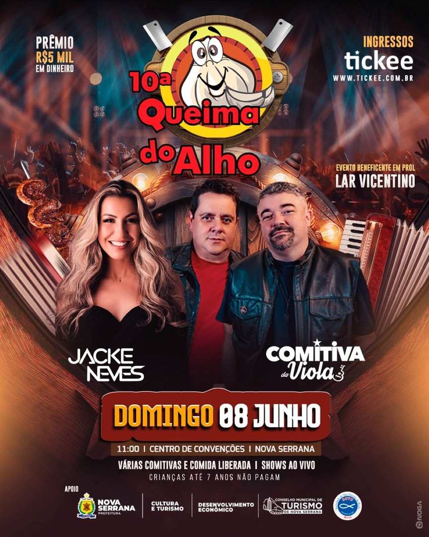 Cartaz da 10ª Queima do Alho de Nova Serrana — Foto: Divulgação