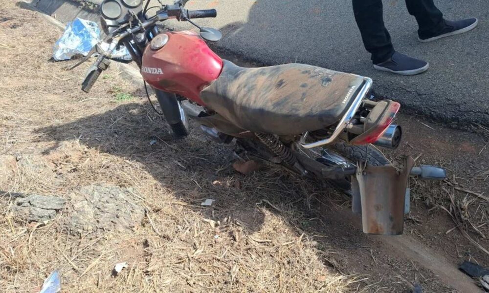 Motociclista morreu após bater a moto em que estava em um barranco — Foto: PRF/Divulgação