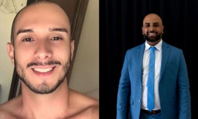 Professor Jonathan Silva Simões (à esquerda) foi assassinado em Formiga; suspeito do crime é o vereador de Araújos, Lucas Lucas Coelho (à direita) — Foto: Reprodução/Redes Sociais