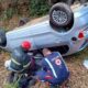 Motorista morre após capotar com o carro na BR-494, em Oliveira — Foto: Corpo de Bombeiros/Divulgação